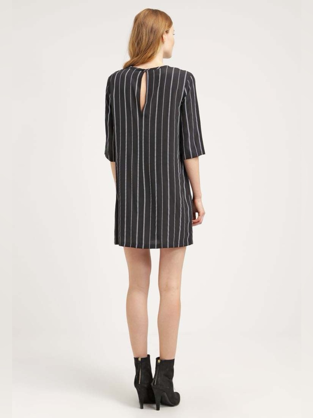 Equipment Femme 100% Silk Black Pinstripe Mini Shift Dress